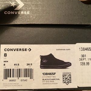 All Black Converse Mid-Tops Size 8 - Mens